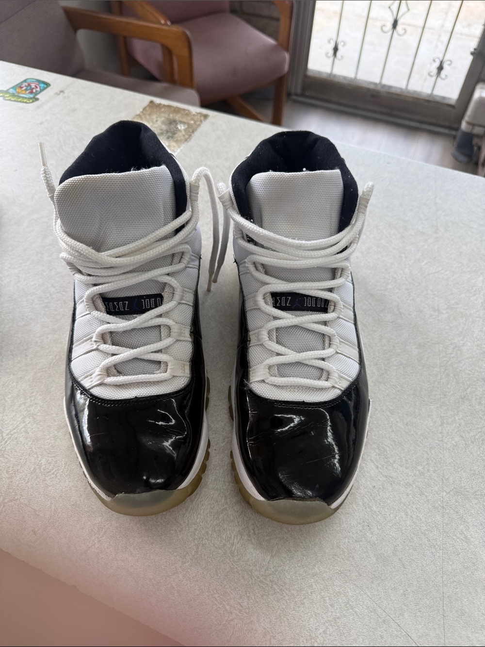 Jordan 11 concord Black and White High-Top Sneakers with Gum Sole size 11.5
